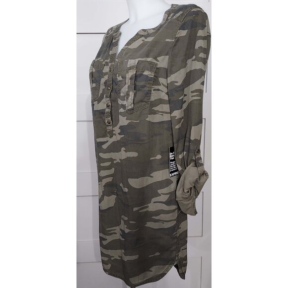 NWT EXPRESS CAMO SHIRT DRESS PULL OVER SIZE SP - Picture 2 of 7